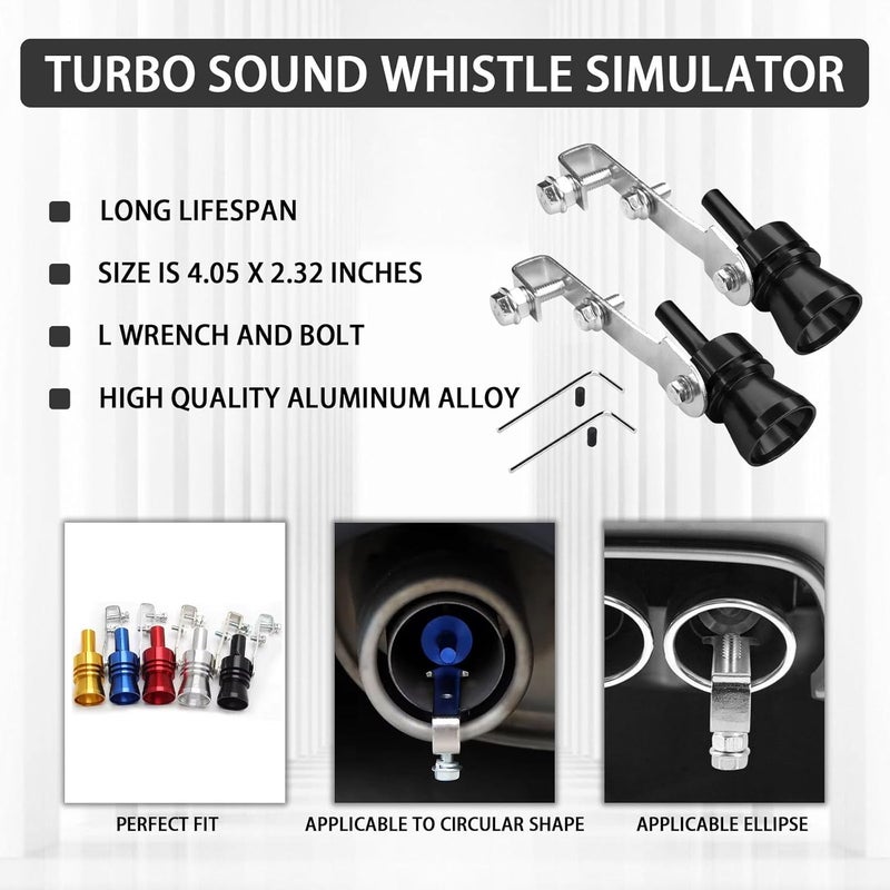 Hirificing 2PCS Exhaust Turbo Whistle, Loud Turbo Sound Booster Exhaust Muffler Pipe Aluminum Alloy Whistle,Car Roar Maker Turbo Sound Enhancer Whistle Simulator(XL-Black) - Image 3